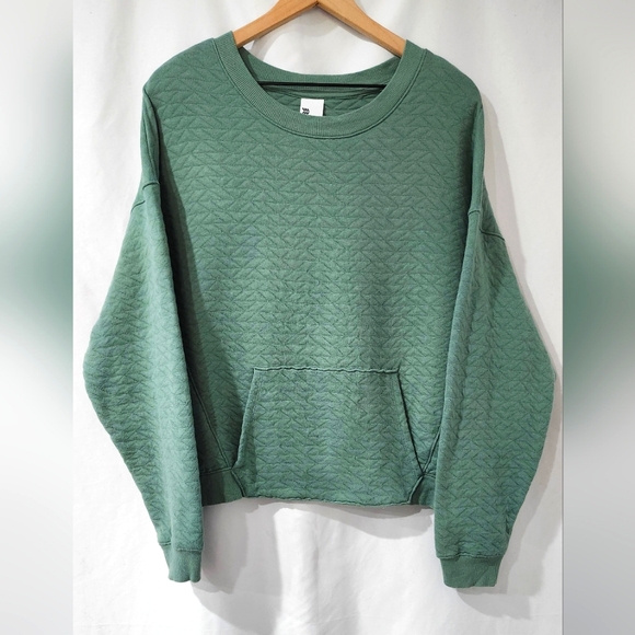 All In Motion Women's Textured Sweatshirt Size Large Olive Athleisure - Picture 1 of 9